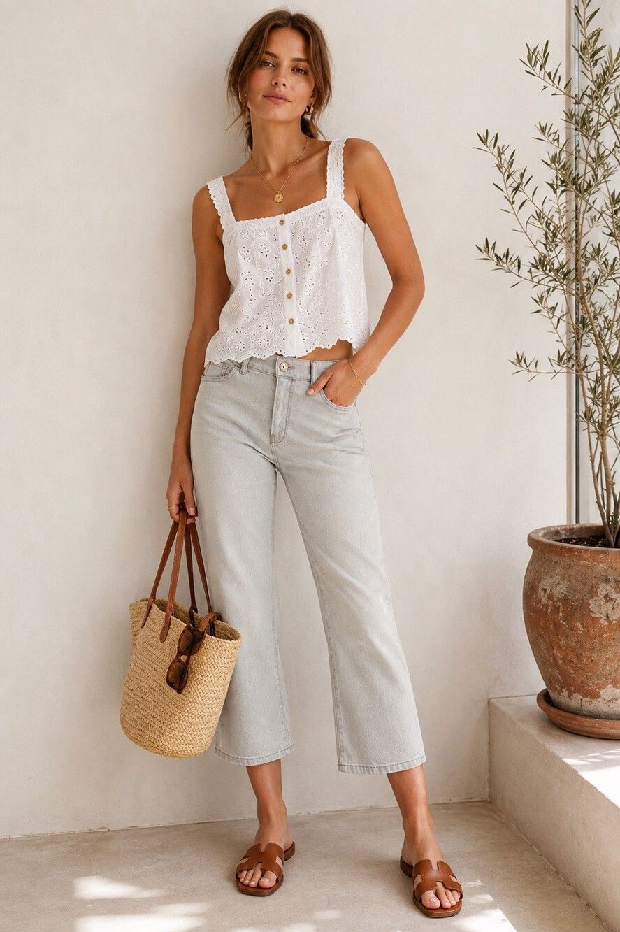 Weekend Max Mara Light Wash Cropped Straight Leg Jeans Size 8 Italy Denim